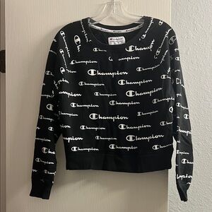 Champion Black Top with Navy and Red Logo Tag